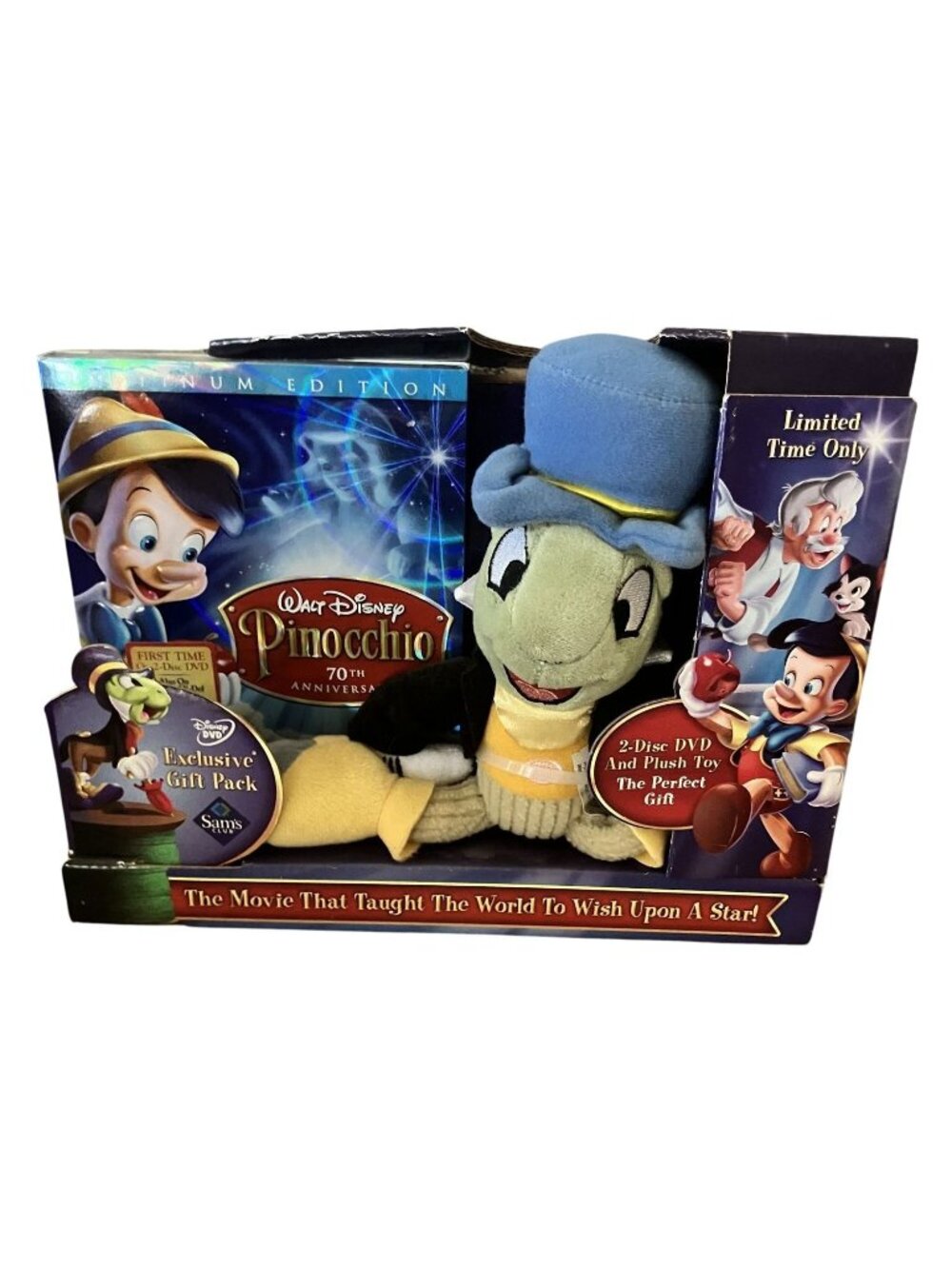 Disney Pinocchio 70th Anniversary 2-Disc DVD Plush Toy Gift Set Limited Edition